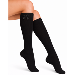 Podkolanówki damskie czarne z kokardą Milena 37-41