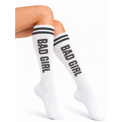 Podkolanówki damskie BAD GIRL białe pasy Milena 37-41