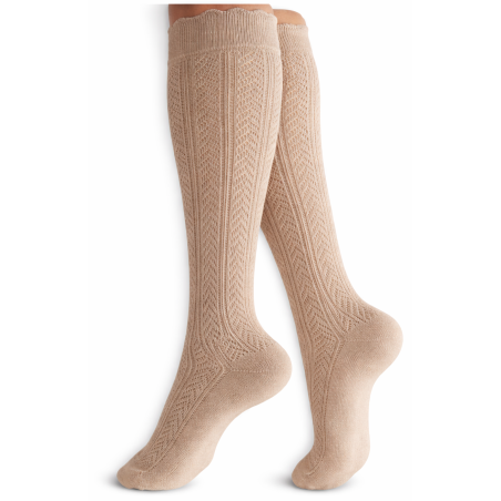 Podkolanówki damskie ażurowe Milena beżowe 37-41
