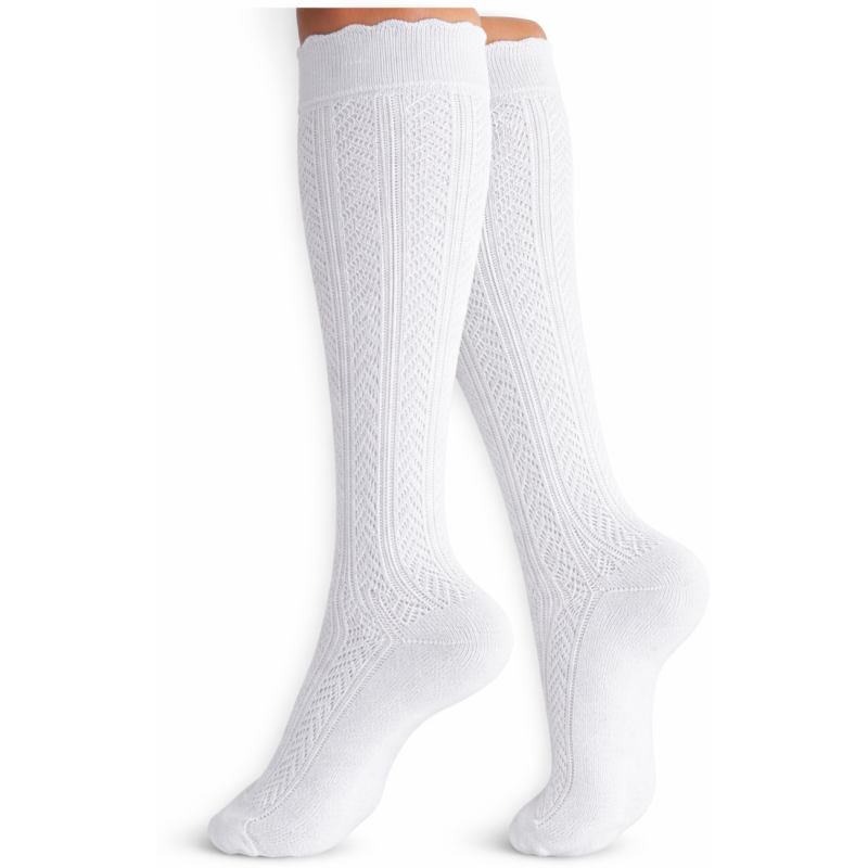 Podkolanówki damskie ażurowe Milena białe 37-41