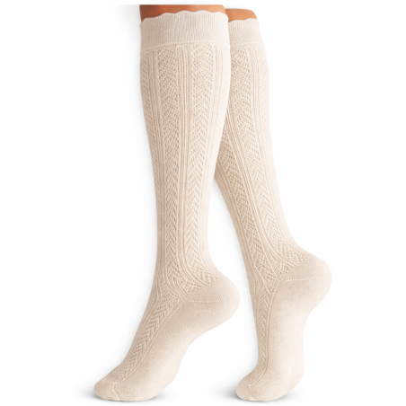 Podkolanówki damskie ażurowe Milena ecru 37-41