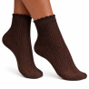 Skarpetki damskie ażurowe Milena jodełka brąz 37-41