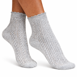 Skarpetki damskie ażurowe Milena jodełka melanż