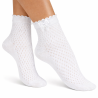 Skarpetki damskie ażurowe Milena z kokardką białe