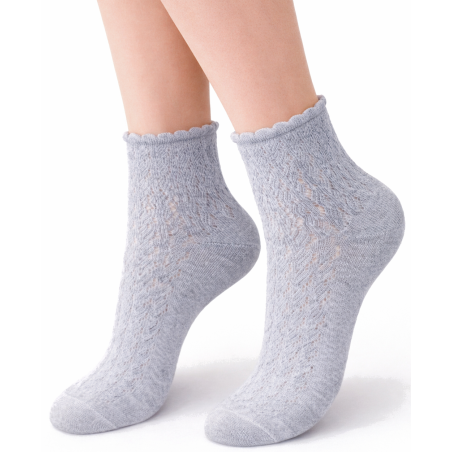 Skarpetki damskie ażurowe Milena klasyczne szare