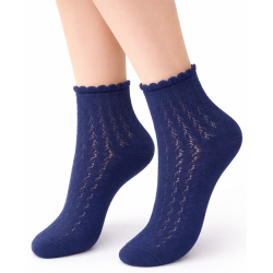 Skarpetki damskie ażurowe Milena klasyczne granat