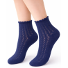 Skarpetki damskie ażurowe Milena klasyczne granat