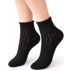 Skarpetki damskie ażurowe Milena klasyczne czarne