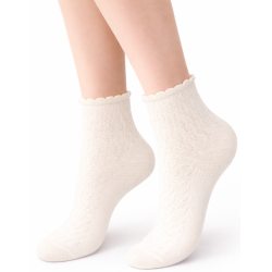 Skarpetki damskie ażurowe Milena klasyczne ecru