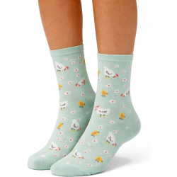 Skarpety damskie Milena kurki seledyn 37-41 bawełniane