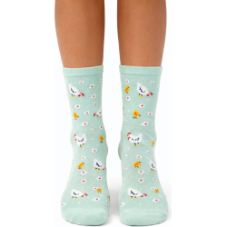 Skarpety damskie Milena kurki seledyn 37-41 bawełniane