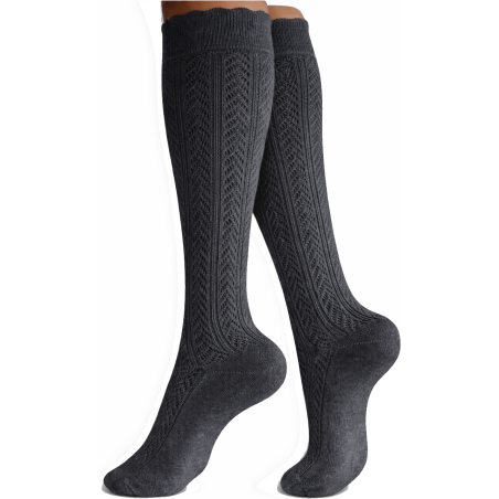 Podkolanówki damskie ażurowe Milena grafit 37-41
