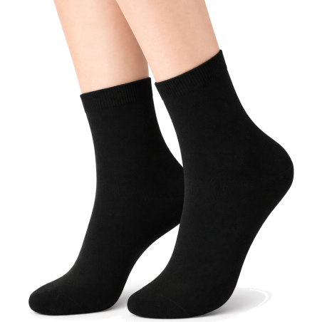 Damskie skarpety Aura.Via czarne gładkie bawełniane