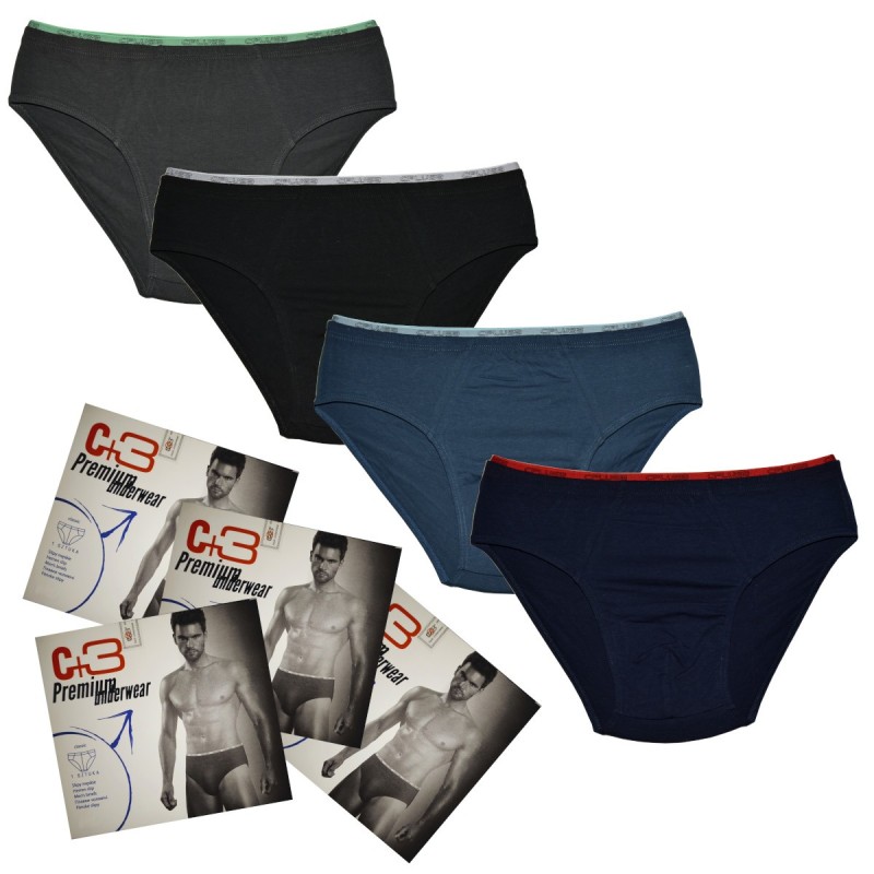 Nowość! Męskie Slipy C+3 - Zestaw 4 Kolorów