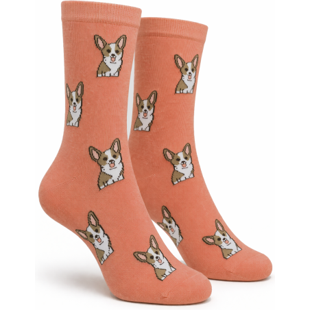 Skarpety damskie corgi Milena koralowe bawełniane 37-41