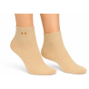 Beżowe skarpety damskie Aura.Via krótkie z misiem bawełna