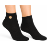 Czarne skarpety damskie Aura.Via krótkie z misiem bawełna