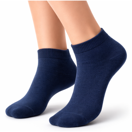Granatowe skarpety damskie Aura.Via krótkie bawełniane gładkie