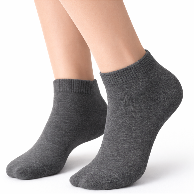 Ciemnoszare skarpety damskie Aura.Via krótkie bawełniane