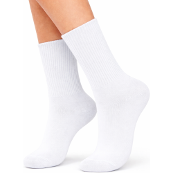 Białe skarpetki damskie Milena bawełniane prążkowane 37-41