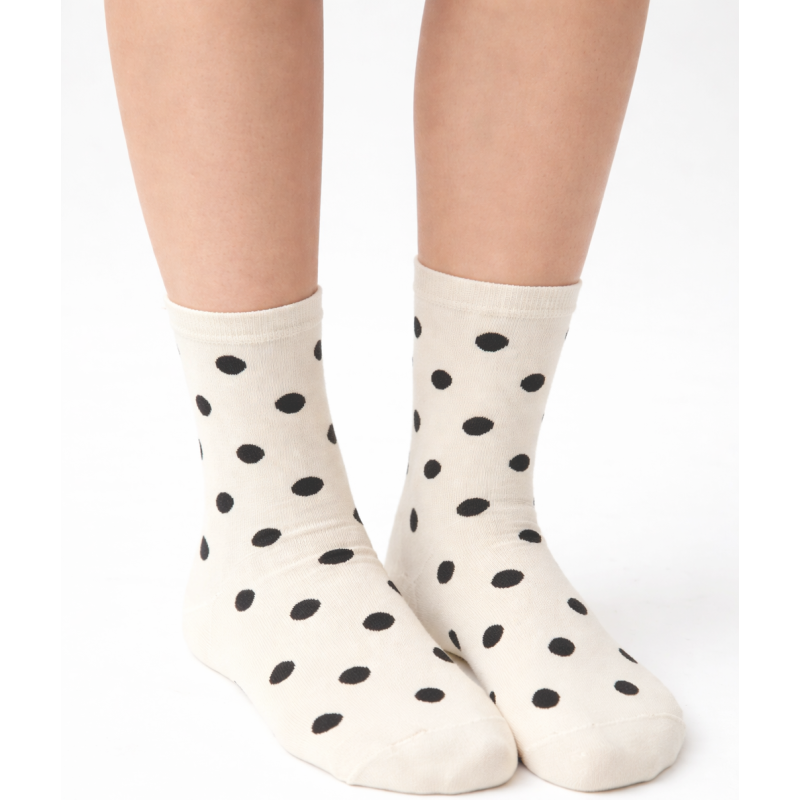 Skarpety damskie w kropki Milena ecry bawełniane 37-41
