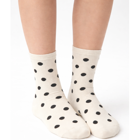 Skarpety damskie w kropki Milena ecry bawełniane 37-41
