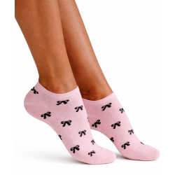 Stopki damskie Milena 37-41 różowe kokardki bawełniane