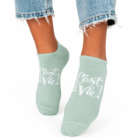 Stopki damskie Milena C’est La Vie miętowe 37-41 napis