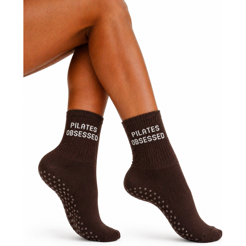 Skarpety Milena ABS 37-41 brązowe Pilates Obsessed
