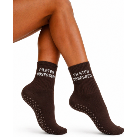 Skarpety Milena ABS 37-41 brązowe Pilates Obsessed