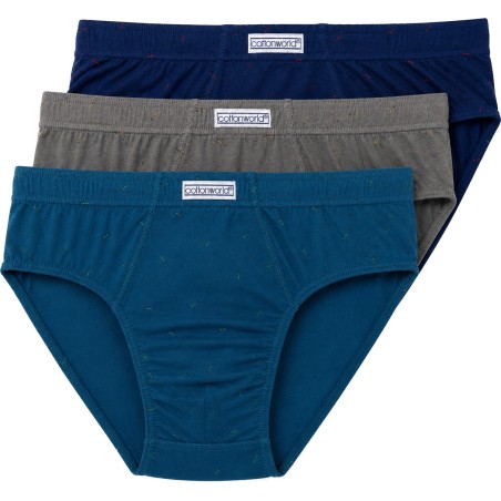 Slipy Męskie Cotton World 3 Pak 100% Bawełna Ciemny Mix