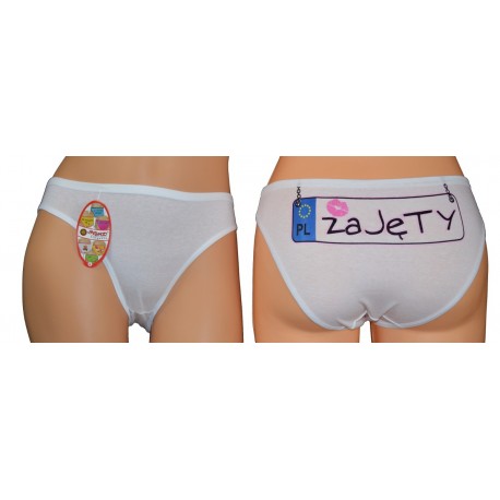 ŚMIESZNE Figi "ZAJĘTY" BIAŁE rozm L ŚMIESZNE Figi "ZAJĘTY" BIAŁE rozm L